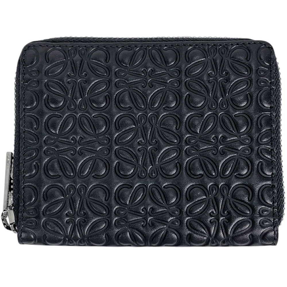 Loewe Anagram Round Zipper Wallet Double Leather Black